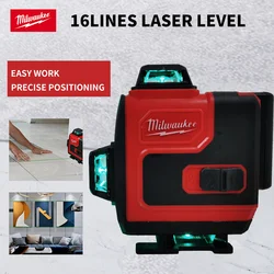 Milwaukee-Niveau Laser Vert d'Origine, Faisceau Super Injuste, 16 Lignes 4D, Auto-Abrasif, 360 Horizontal et Vertical