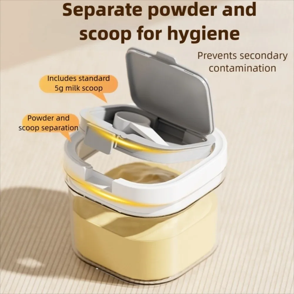 

UV-Resistant Milk Powder Jar Stackable Reusable Food Sealed Box Portable with Scraper Spoon Kitchen Storage Canisters Kids