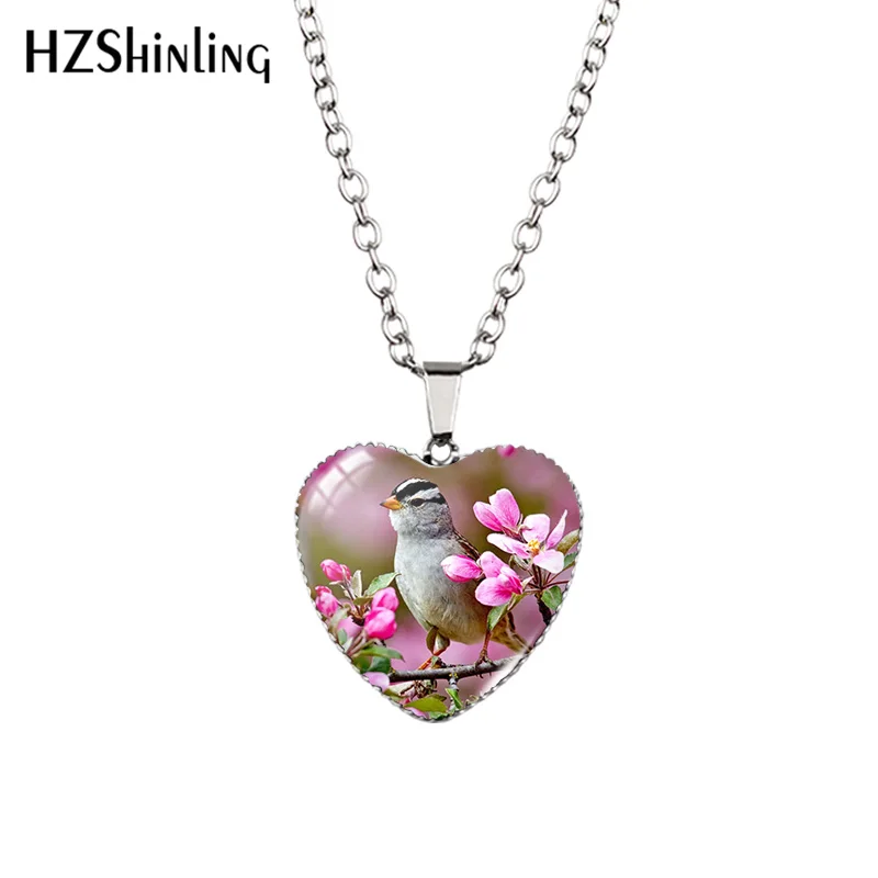 2022 New Cute Animal Flower Pendant Necklace Cat Dog Bird Painting Glass Dome Handmade Jewelry Heart Pendants Gift Women