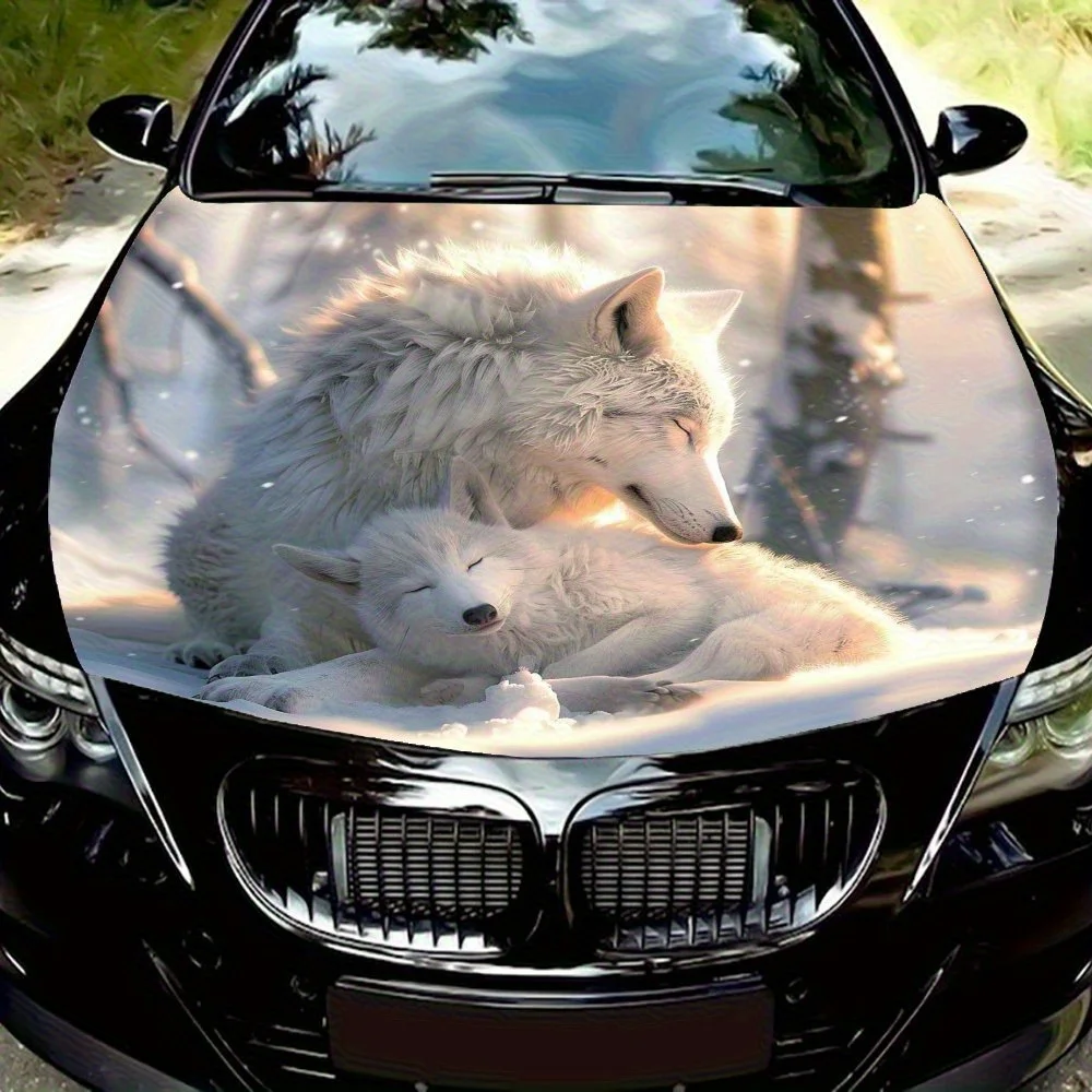 

Resting Big Wolves And Little Wolves Car Hood Wrap, Skull Car Hood Decal, Car Hood Sticker, Waterproof And Scratch Resistant, Tr