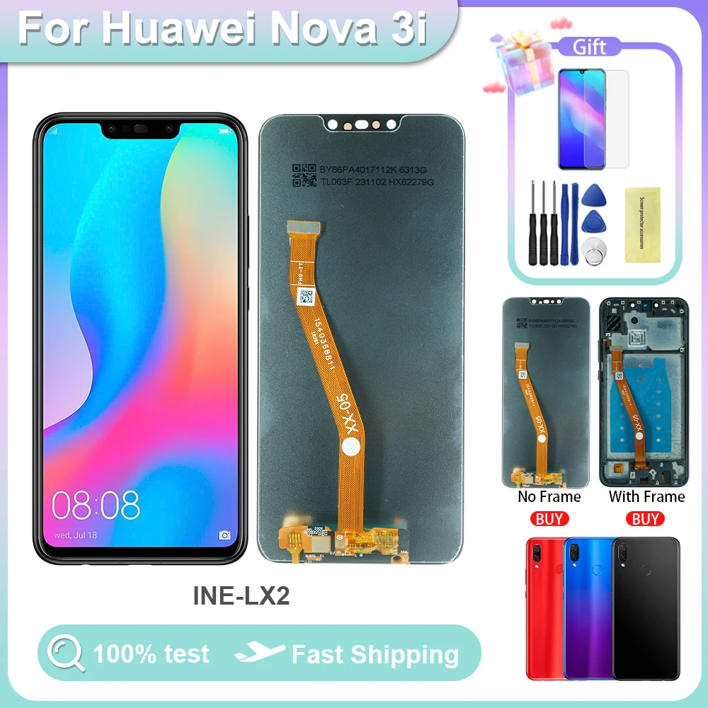 

For Ori HUAWEI Nova 3i 6.3''For P Smart Plus 2018 INE-LX1 LX2 AL00 LCD Display Touch Screen Digitizer Assembly Replacement