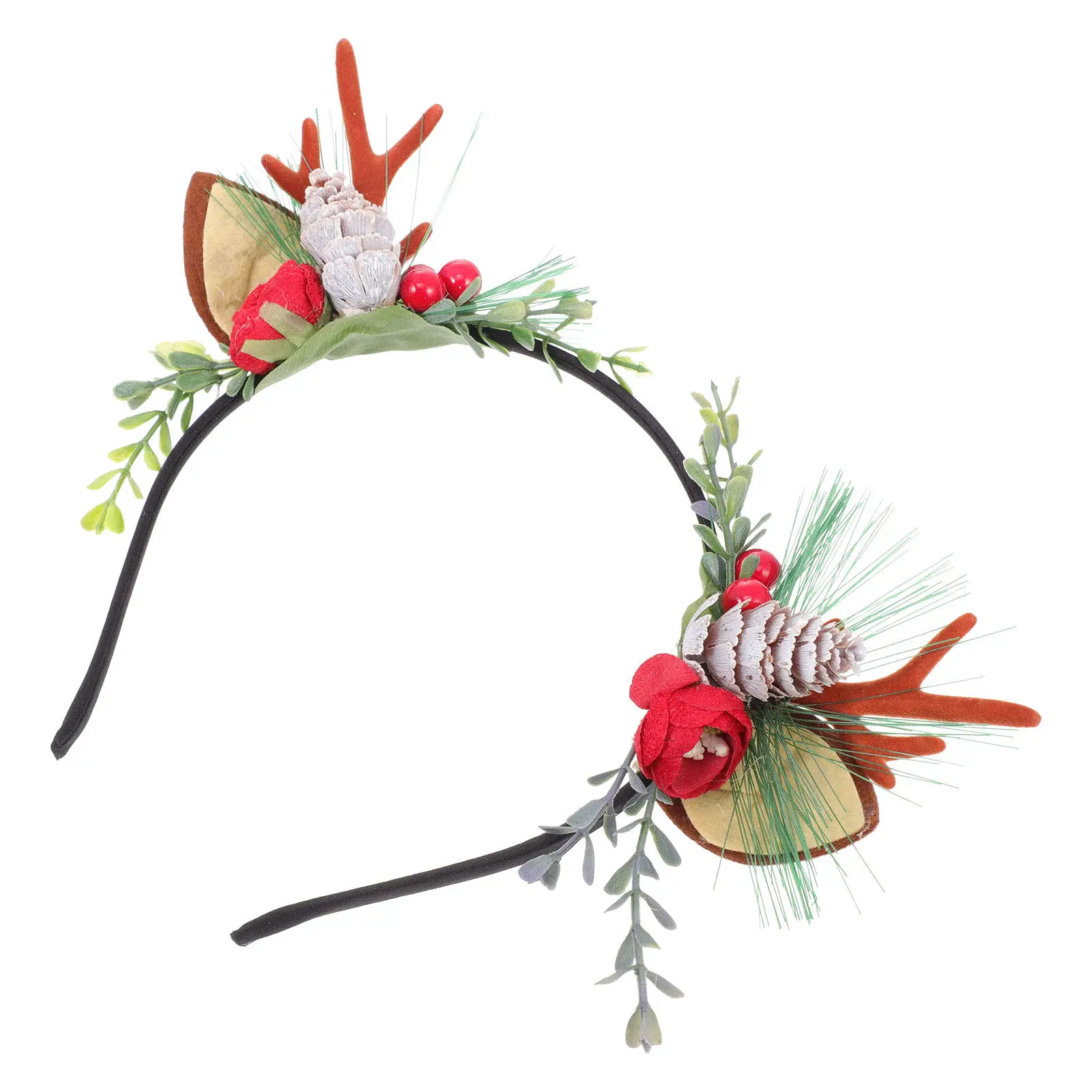 1Pcs Exquisite Antler Headdress Christmas Hair Decor Festival Party Hairband Xmas Photo Prop Performance Hair Ornament