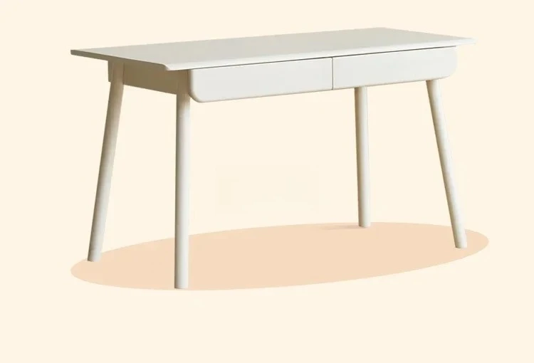 HJSolid wood desk Cream wind study office household white writing computer desk