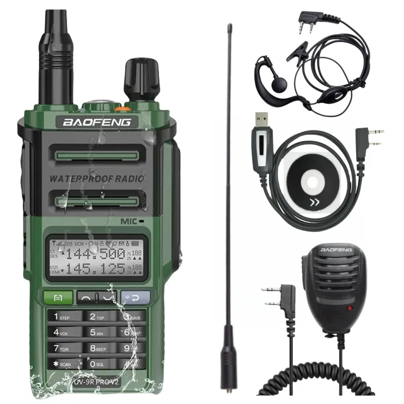 Wodoodporne radio Baofeng UV-9R Pro V2 8W IP68 z długim zasięgiem komunikacji NOAA do kempingu i polowań, radio dwukierunkowe. — 2