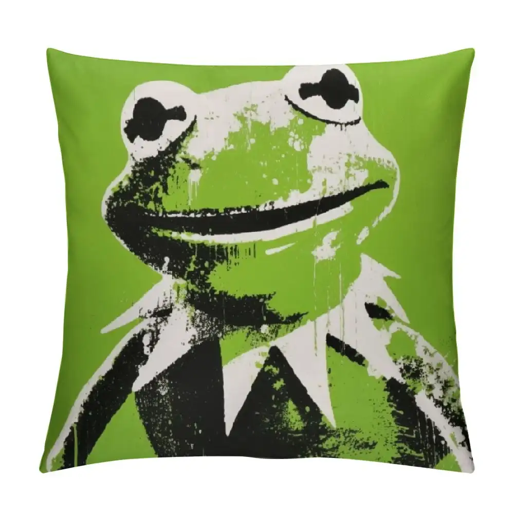 Nawypu  Kermit Cartoon The Frog Anime Pillow Covers Cushion Case Farmhouse Throw Pillowcase for Couch Sofa Bed Decor