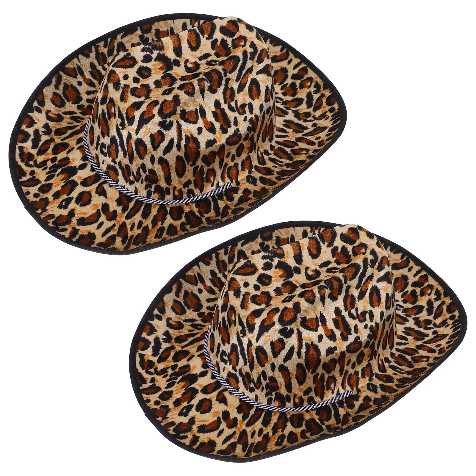 

2Pcs Leopard Print Cowboy Hats Fashion Adjustable Performance Party Costume Accessories Comfortable Breathable Printed Hats