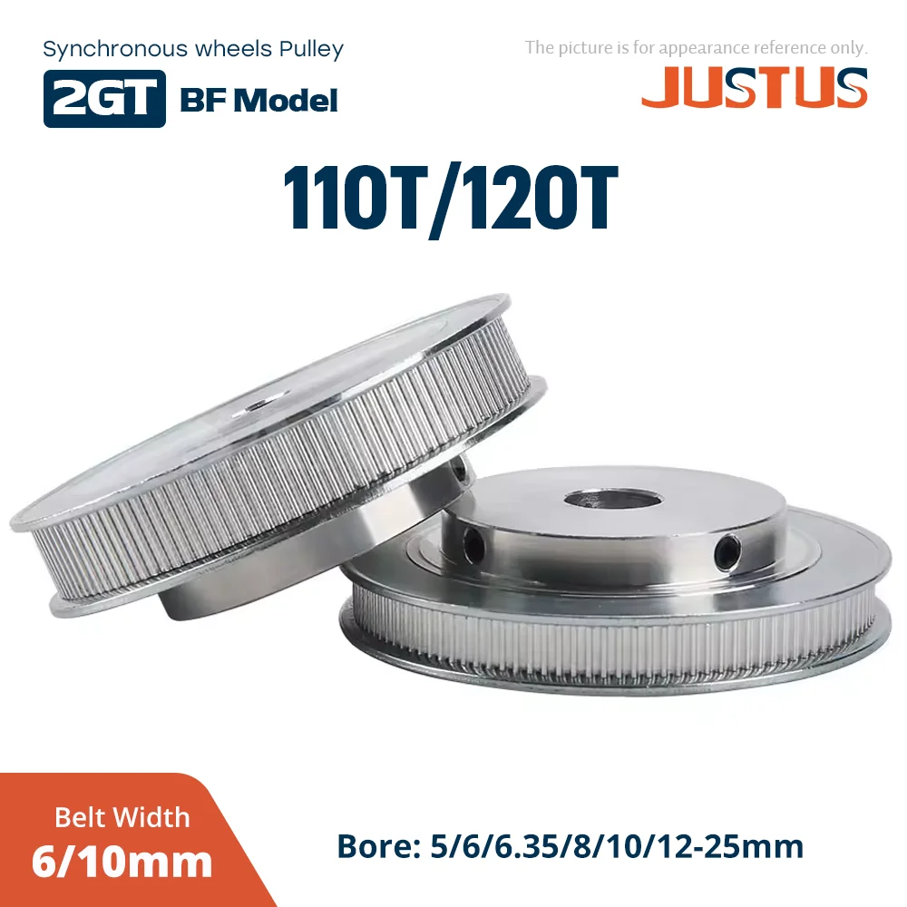 2GT 110T 120T Synchronous Wheels Bore 5/6/6.35/8/10/12-25mm Width 6/10mm GT2 Timing Belt for 3D Printer Parts