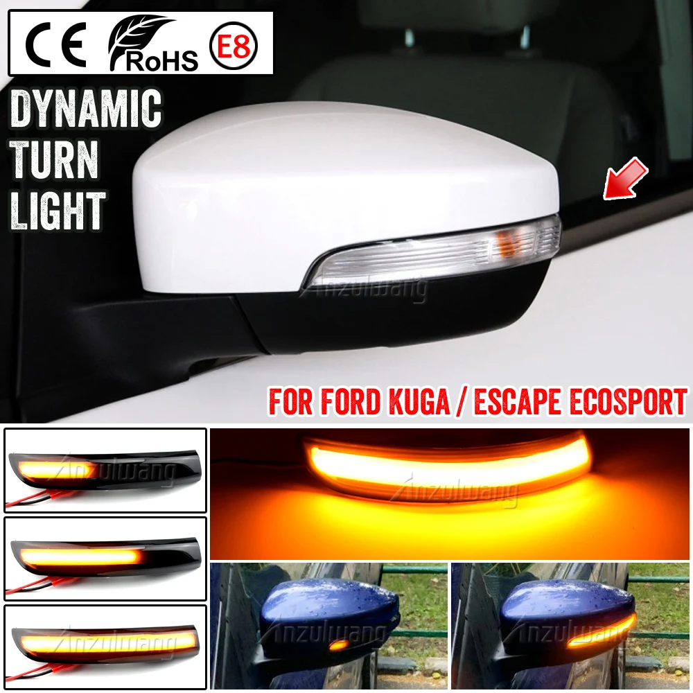 LED Rear View Mirror Indicator Light Dynamic Turn Signal Light 2 Pieces For Ford Escape Kuga EcoSport 2013-2018 C-Max Focus 3