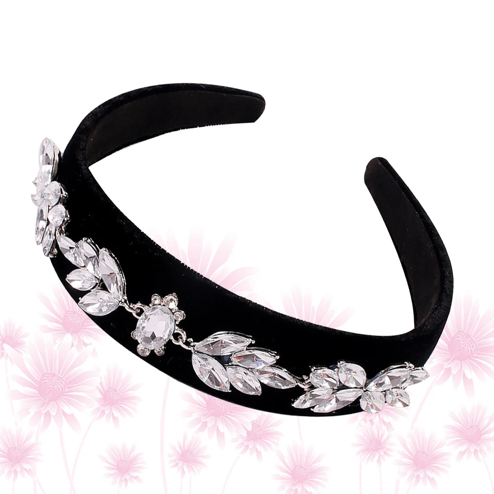 

Diamond Headband For Women Rhinestone Hair Hoop Simple Headwrap Black Accessories Stylish Hairband Headdress Unique Craft