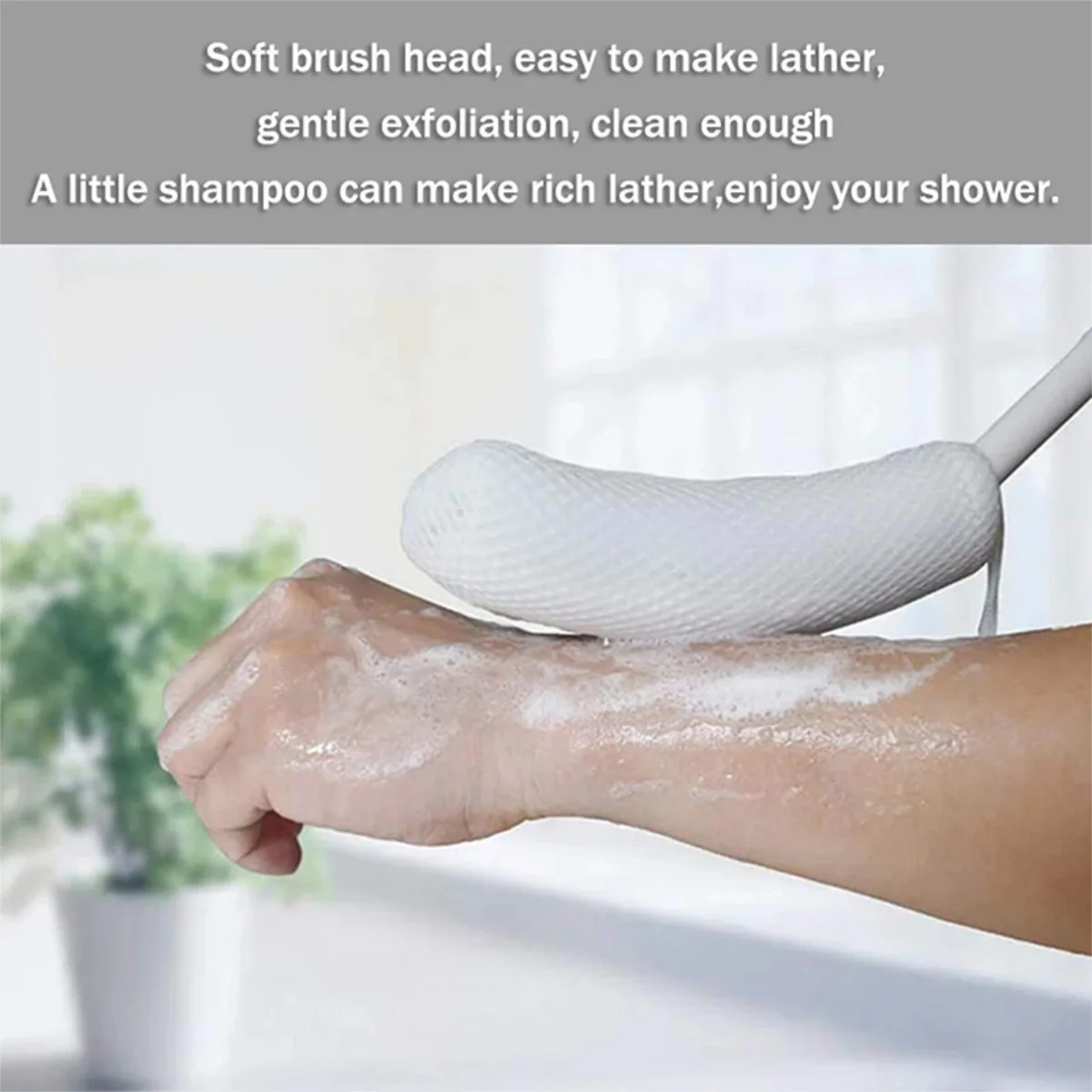 Non-Slip Bath Brush Bathroom Accessories For Seniors Anti-Slip Shower Brush Long Handle Body Brush Curved Handle Bath Brush