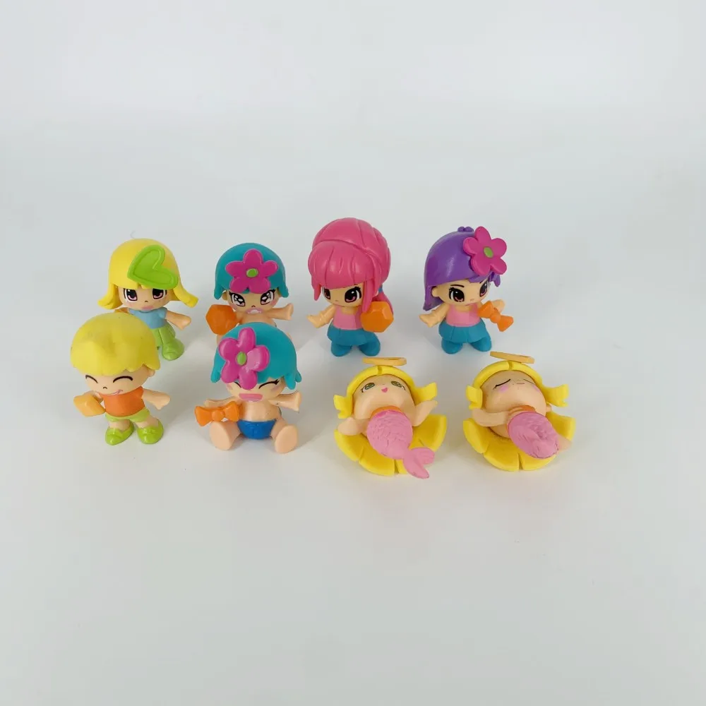 4pcs Doubleface Pinypon Gilrs+4pcs Little Baby Action Figure Dolls for Kids DIY Cartoon Detachable Figuras Toys Christmas Gift