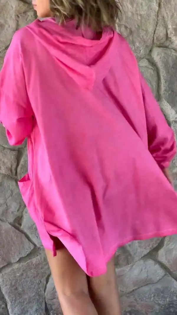 Casual Hooded Jacket Fashion Solid Color Asymmetric Split Jacket Loose Long Sleeved Zipper Top Spring Commuter Women Clothing