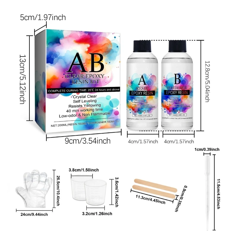 Наборы эпоксидной смолы Набор эпоксидной смолы 1:1 с мерными стаканчиками Перчатки-палочки Набор прозрачной литейной смолы для