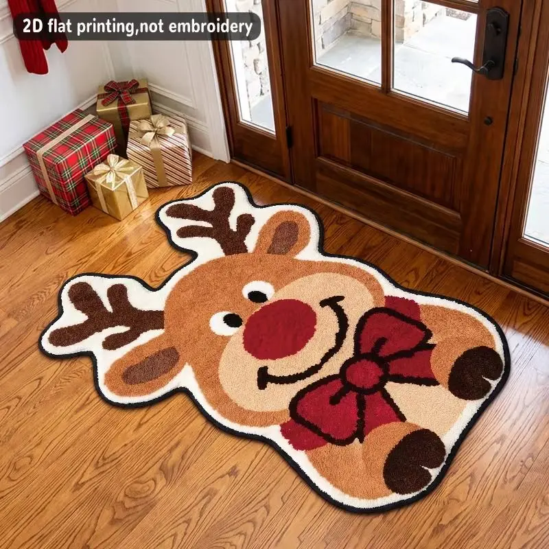 VIKAMA Cute, Whimsical Christmas Doormats, Non-Slip, Absorbent Bathroom Doormats, Soft Plush Entryway Rugs, Home Decor