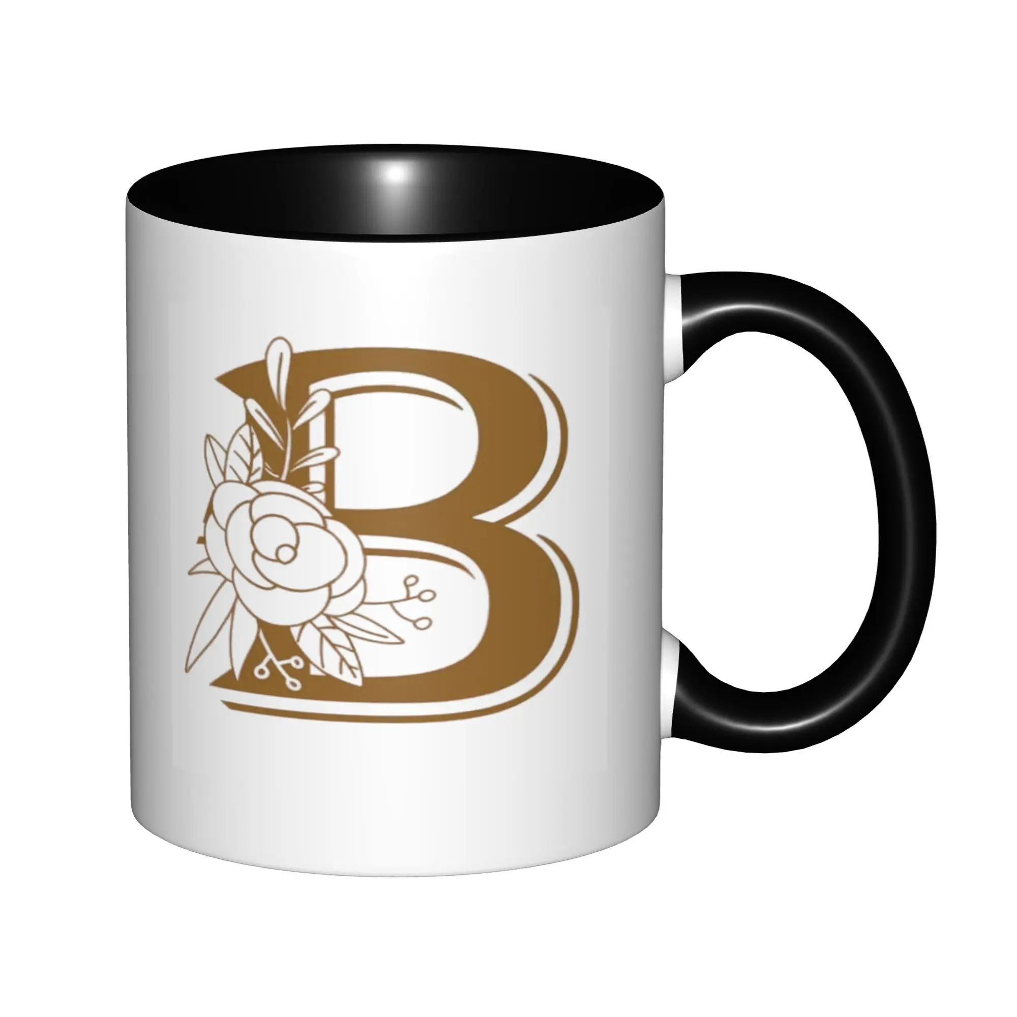 

Letter B Personalized Initial Mugs with Flower, Bridal Shower Gifts Mugs For Birthday Coffee Mugs Ceramic Tea Cups 11oz