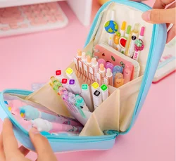 Ins-estuche de lápices Kawaii transparente de gran capacidad, estuche de lápices para estudiantes, estuche de lápices Simple creativo para niñas lindas, bolsas de papelería, nuevo