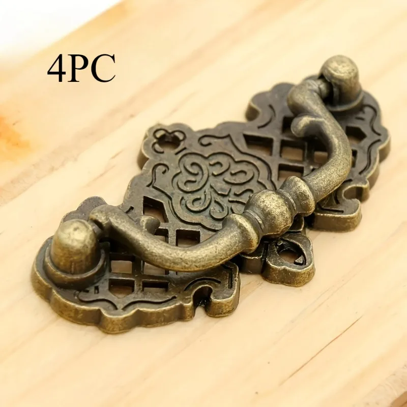 

4pcs Vintage Cabinet Pulls - Antique Metal Furniture Handles with Installation Hardware Decorative Drawer Pulls for Home Decor