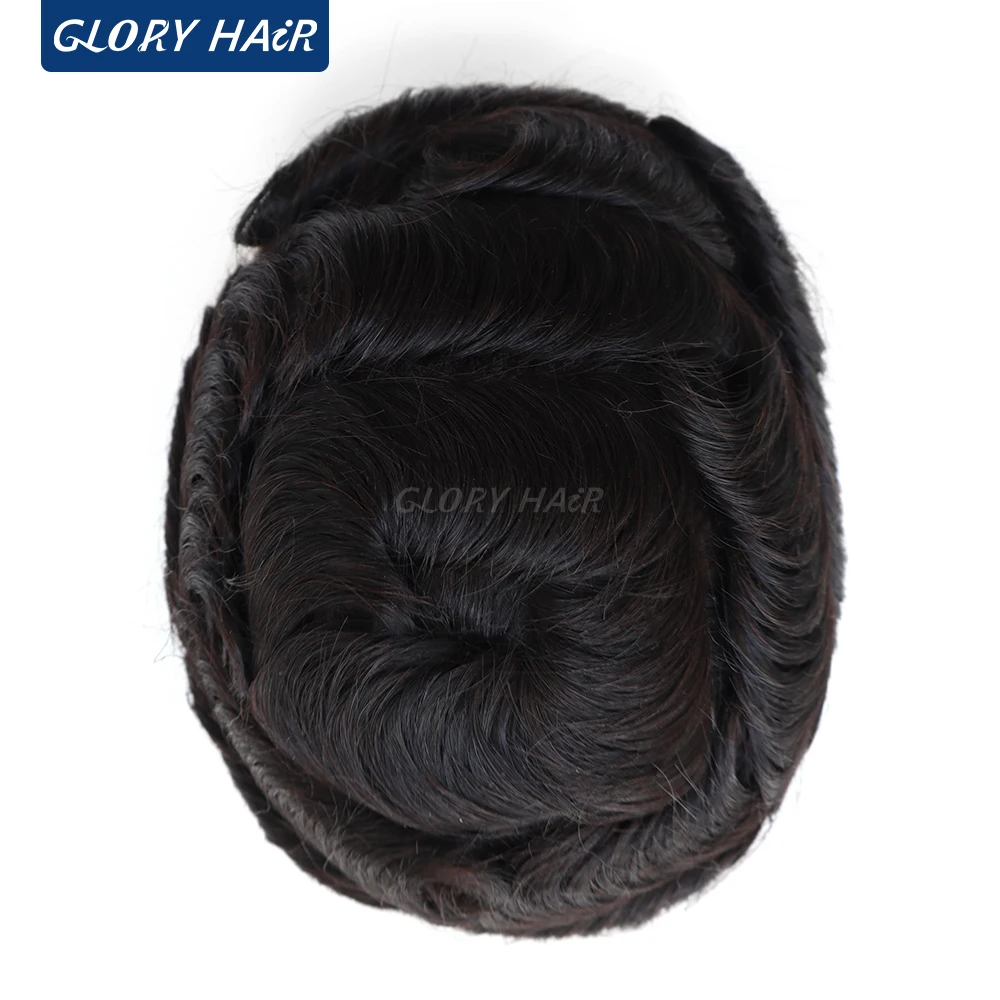 Gloryhair-peruca frontal do laço suíço para homens, linha fina invisível, peruca, cabelo humano, densidade de 130%, remendo do cabelo, novo