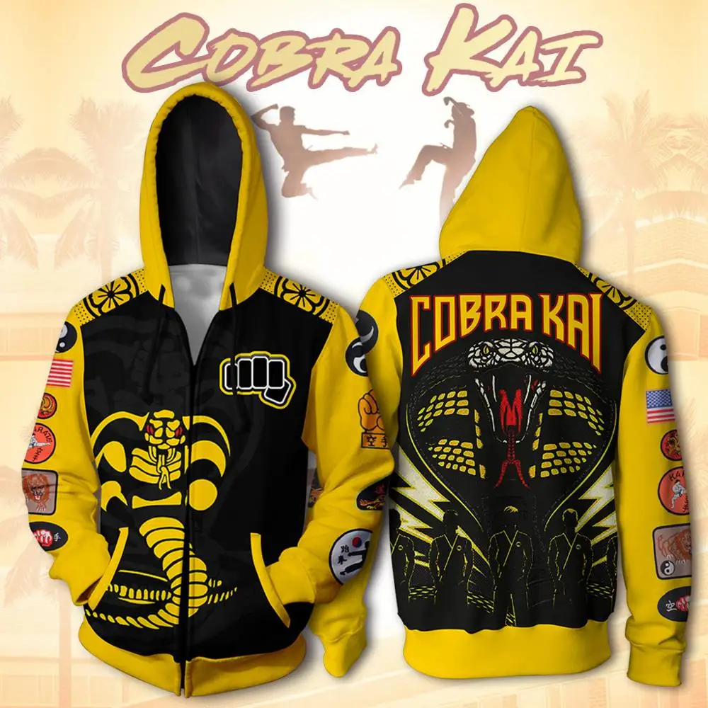 Karate Kid Jackets,Cobra Kai Val Armorr Hoodies, Zip Up Hooded Sweatshirts, Jogger Pants, Cosplay Costume, Men and Women, 2024