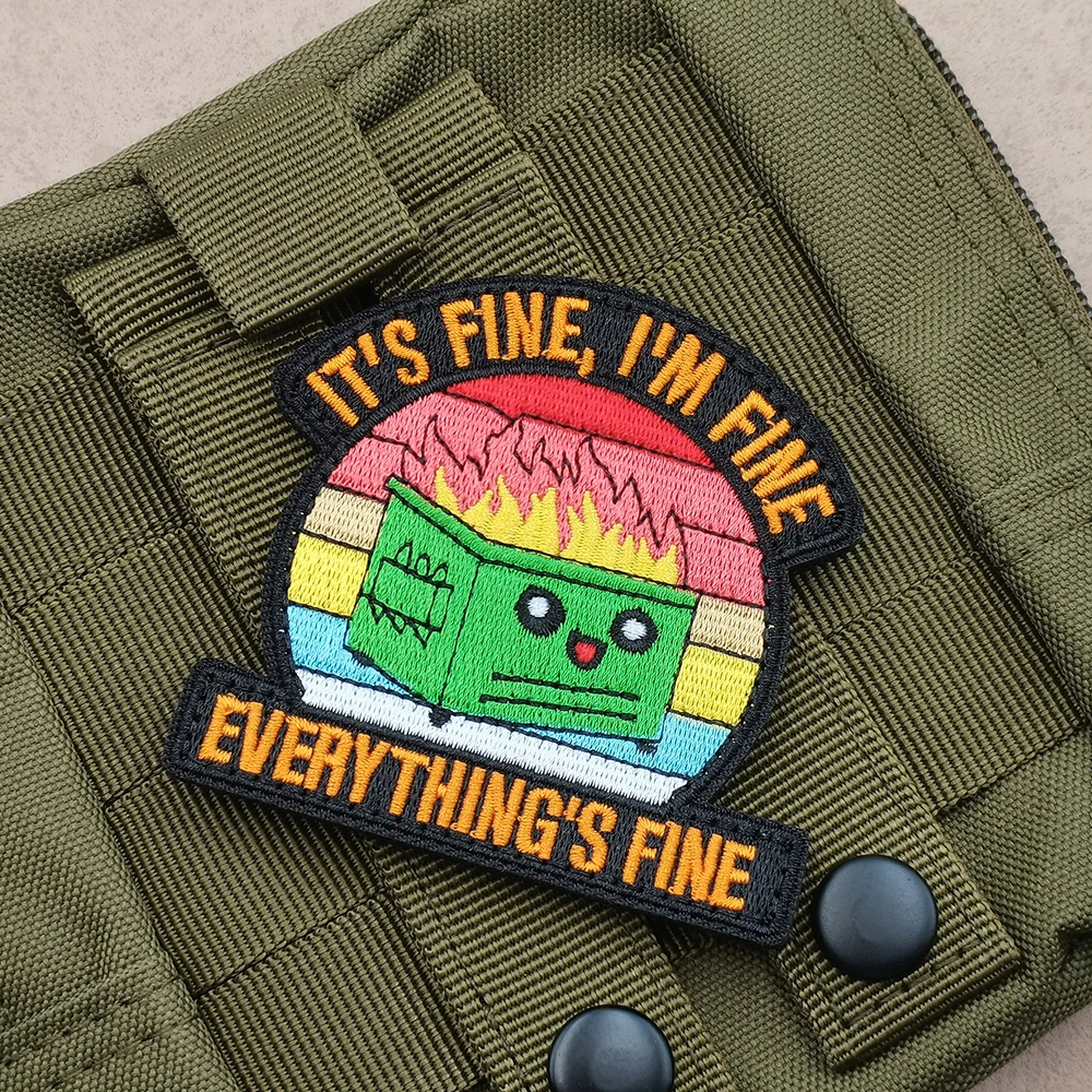 EVERY THING IS FINE Colors Embroidery Burning Box Rainbow Fabric Cartoon Fabric Patch Sew-on Jacket Kids Bag Suite DIY Patch Sew