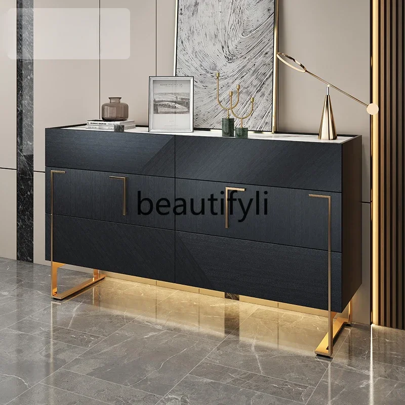 

Light luxury entrance cabinet Solid wood storage six-bucket cabinet Modern entry door Living room partition cabinet