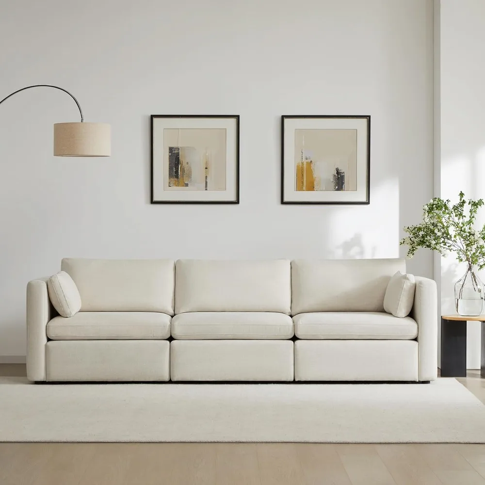 

Sectional Sofa Set, Comfty Cloud Couch, FSC Certified Deep Seat Sectional Couch for Lving Room, 112 inch Width, 3 Seat Modern M