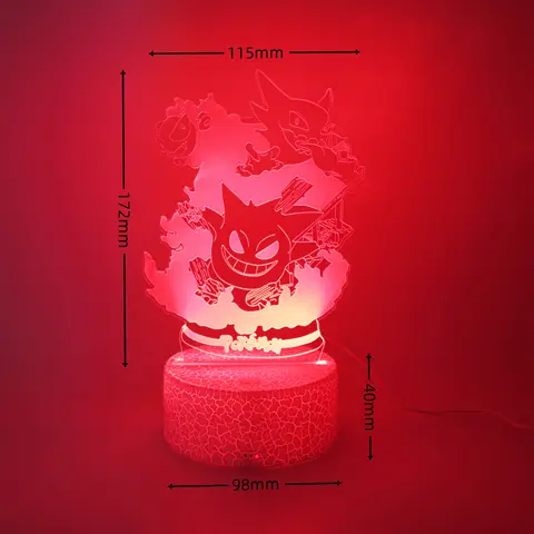 Pokémon Kristallkula 3D Pikachu Gengar Mewtwo Nattlampa Pokeball 3D Glas Pokémon Kristallkula Staty Barnfödelsedagspresent 10 best sales gengarlampa - №4