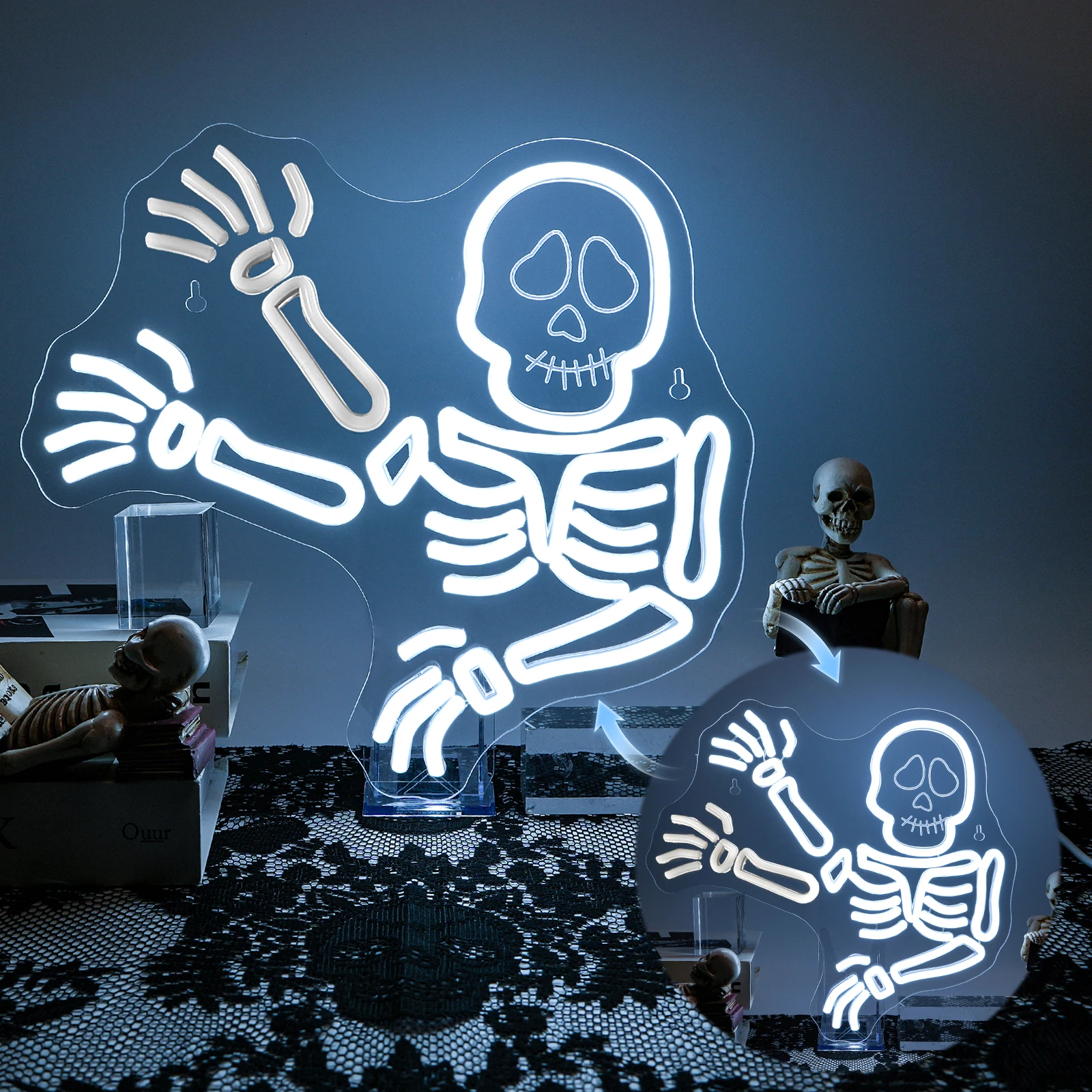 

Череп Неоновые Вывески для Настенного Декора Хэллоуина Декор USB Диммируемый Магающий Призрак для Спальни Детская Комната Бар Клубные Магазины Декор Для Вечеринки