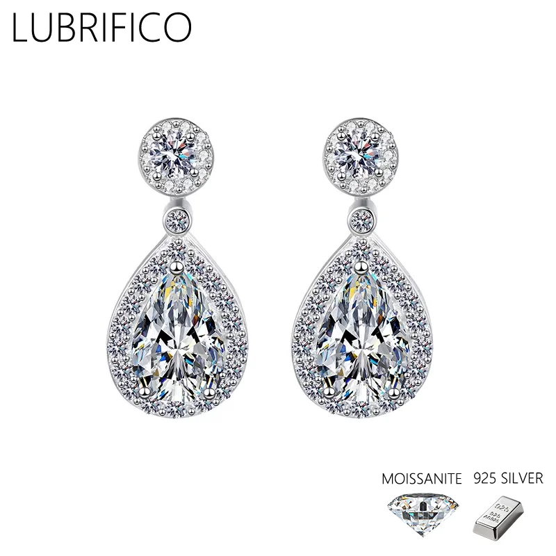 

2,0 карата муассанитовые серьги-капли с каплями воды, стерлинговое серебро 925 пробы, лабораторные серьги с бриллиантами для женщин, ювелирные изделия, свадебная вечеринка