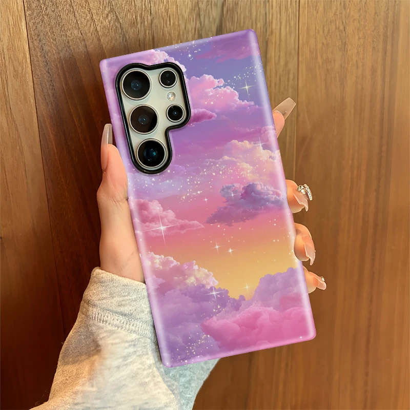 Fcicicase pour Samsung S20 FE S23 Plus étui à motif nuage housse antichoc de luxe pour Samsung Galaxy S25 Ultra S24 + PC Capa