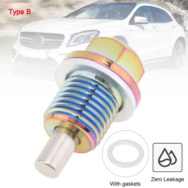 M12x1.5 / M14x1.5 Magnetic Oil Drain Plug Oil Drain Sump Nut Aviation Aluminum with Washer Gasket Oil Drain Bolt Car Accessories