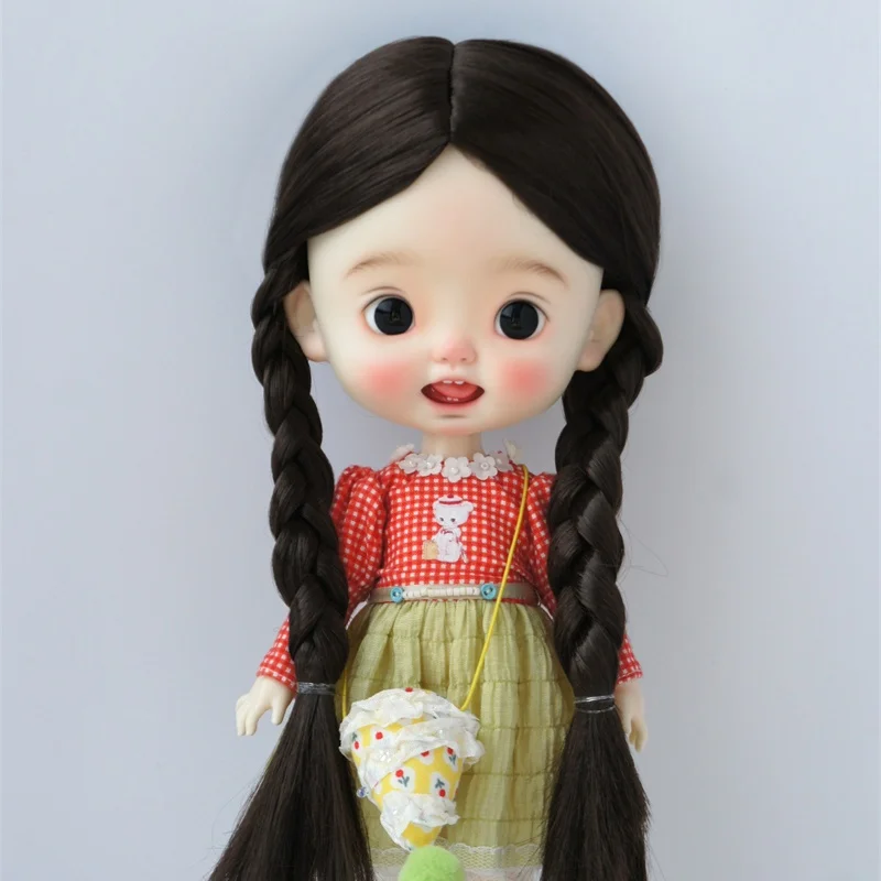 JD103 SD DOD QBaby 1/12 1/8 1/6 1/3 1/4 Doll Wigs Mid Parting Twins Pony Synthetic Mohair Wig 8-9inch 9-10inch Doll Accessories