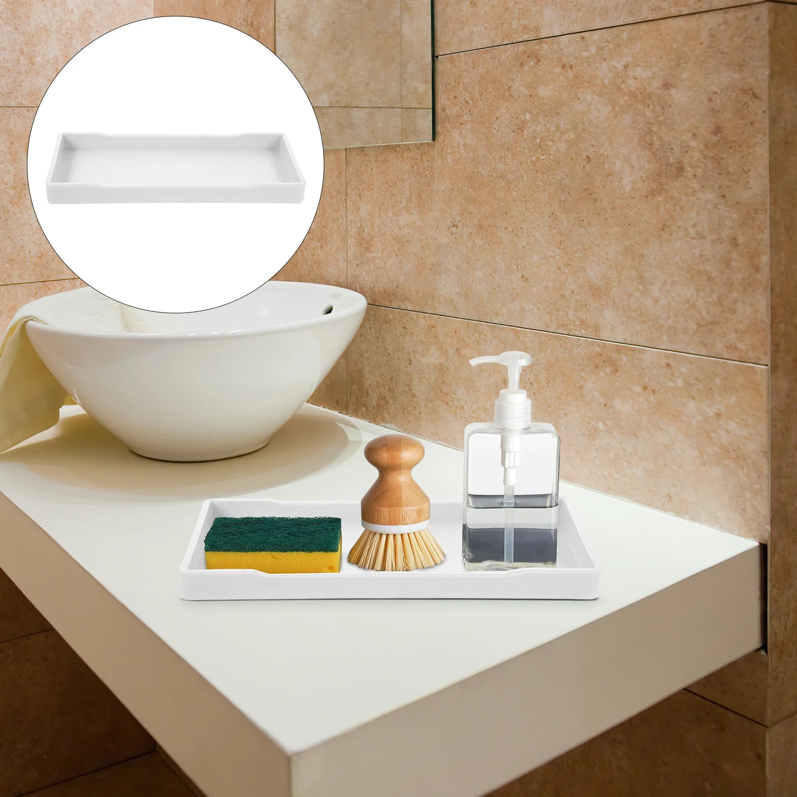 

Bathroom Countertop Tray Sink Vanity Trays for Living White Dresser Multifunctional Jewelry