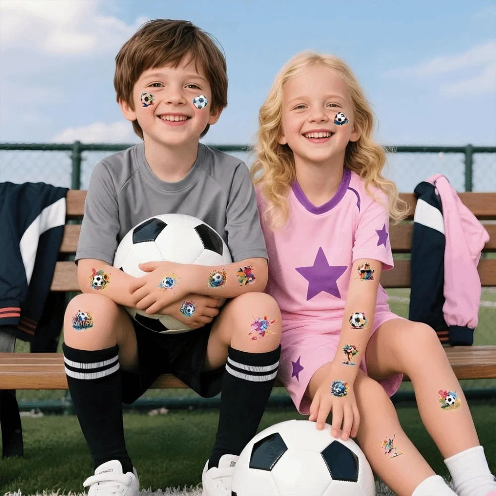 10Pcs New Waterproof Football Sticker Removable Skin Safe Temporary Tattoos Sticker Water Transfer Sticker Party Decoration