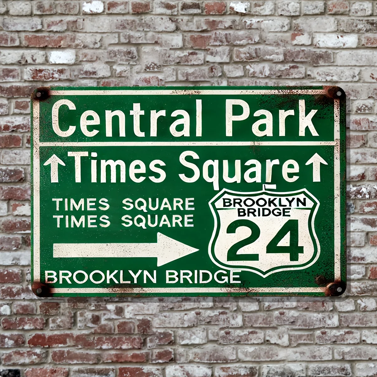 Panneau en métal rétro, direction Central Park et Times Square, Brooklyn Bridge, art mural vintage, décoration de la maison, décoration de la cuisine