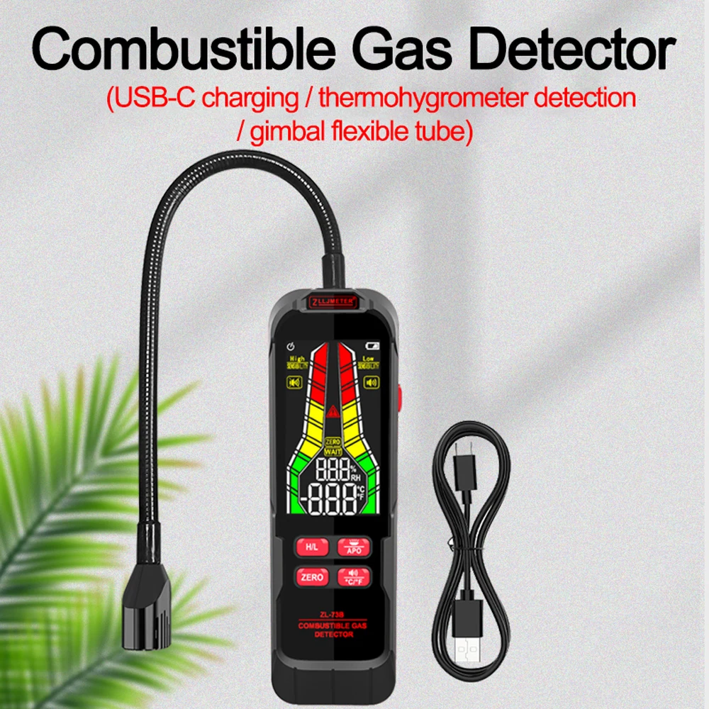 

U50 Natural Gases Leakage Tester Handheld Combustible Gases Leak Detector Concentration Analyzer with Temperature Test and Alarm