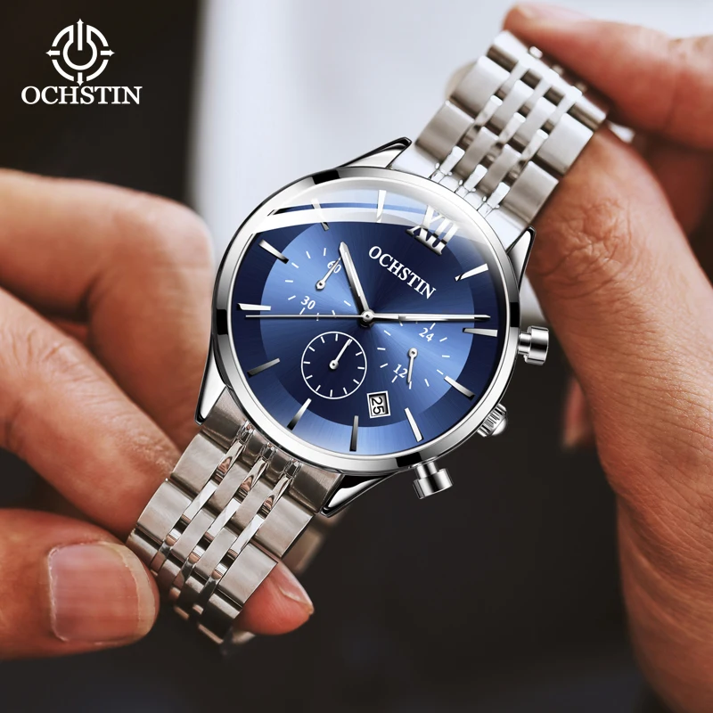 OCHSTIN Men's Comfortable Solid Metal Strap Slim Daily Commute Commander Timepiece Featuring Ultra-thin Case Quartz Wristwatch