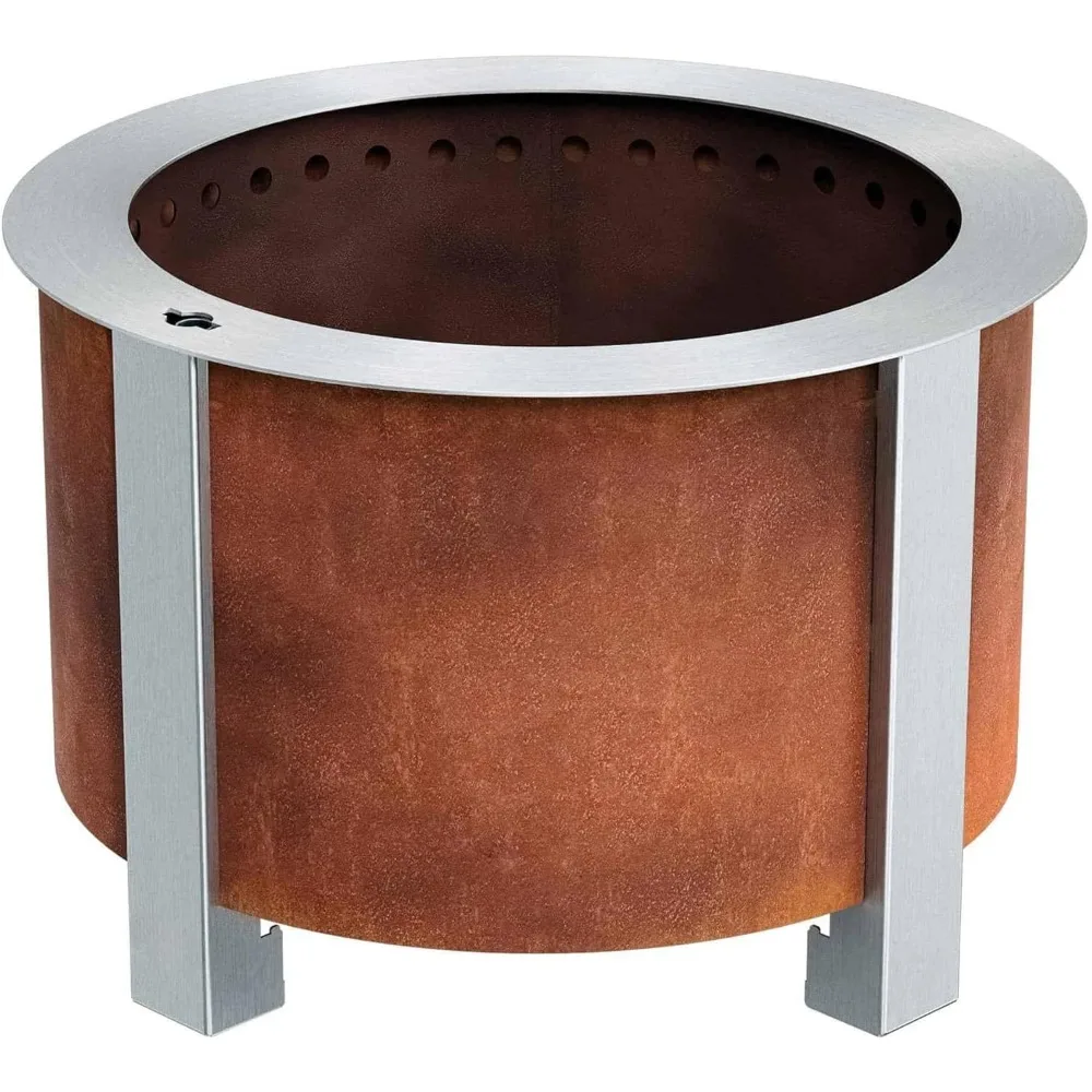 Smokeless FIrePit (Corten Steel) | 22.1 Inch Smokeless Fire Pit for Outside | 47 Pounds | Ideal for Families