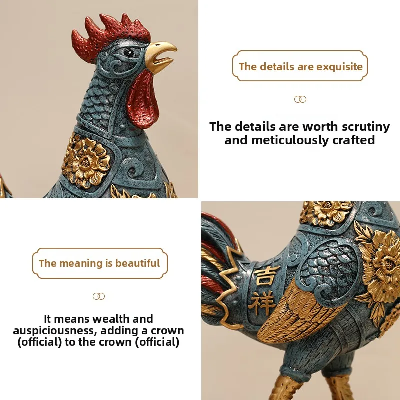 Lucky Rooster Home Decor Statue for Bar Cabinet & Living Room FortuneGift for HousewarmingBusinessOpening FriendsPresentOrnament - Image 5