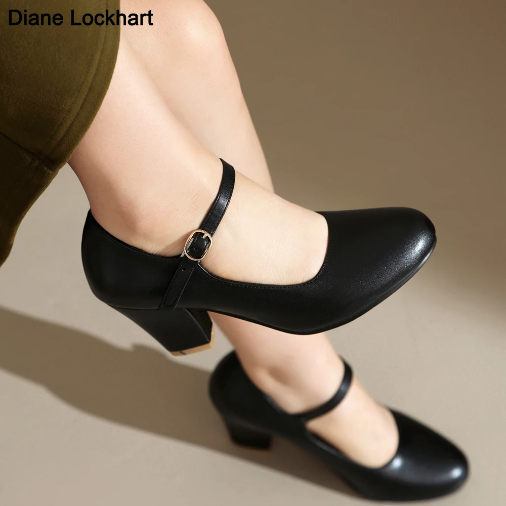 

Mary Jane High Heels Women Buckle 6cm Tapered Heel Pumps Party Uniform Dress Wedding Nun Shoe Ladies Comfortable Danc Chaussures