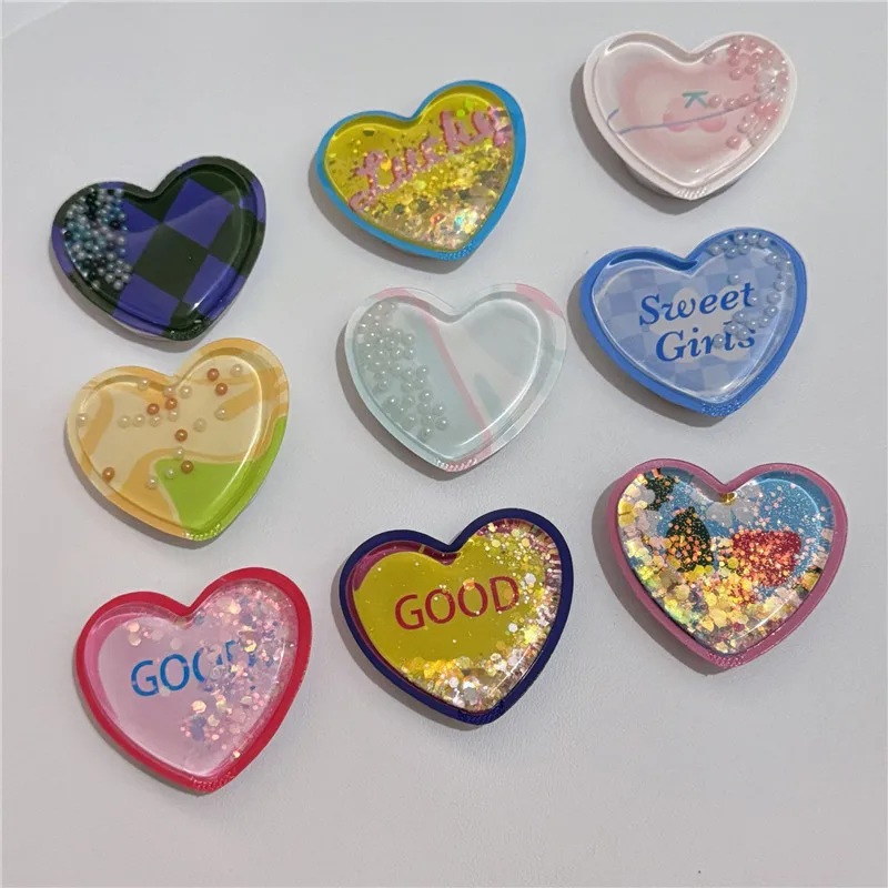 

Расширяемый держатель для мобильного телефона Heart Love Quicksand, складная ручка, гнездо для тока, кронштейн для кольца на палец, аксессуары для всех телефонов