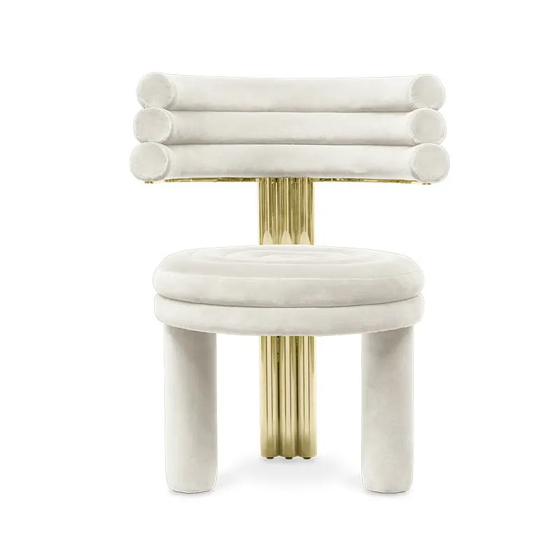 

Light luxury designer stainless steel dining chair, high-end modern simple model room, hotel club, commercial back chair