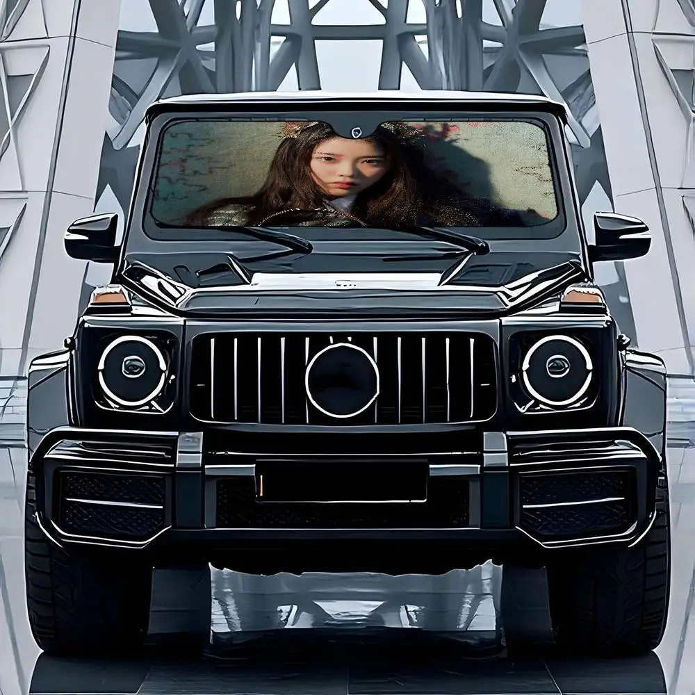 المغني I-IU سيارة الشمس الظل نافذة أمامية ظلة لمعظم سيارات السيدان SUV كتل ماكس الأشعة فوق البنفسجية إبقاء سيارتك باردة
