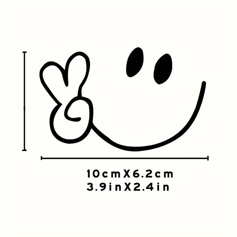 1PC Smiley Face Peace Sign Car Rearview Mirror Stickers – Black/White Waterproof Vinyl Decals for Auto Interior Decor