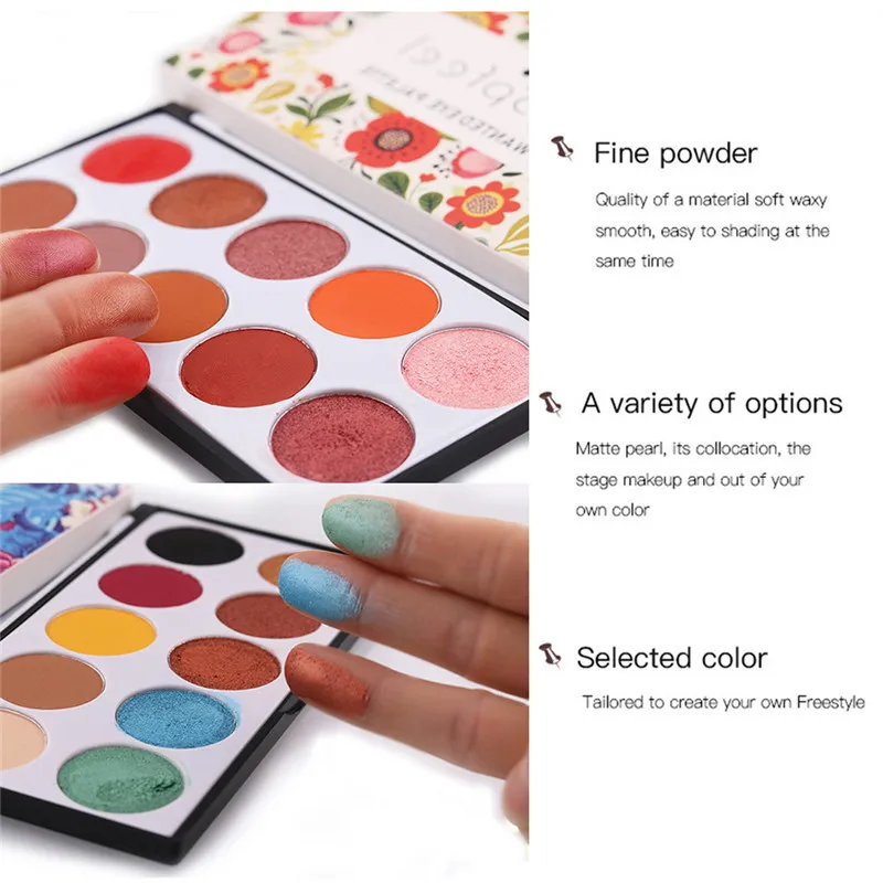 POPFEEL 10 Colors Eyeshadow Cosmetic Matte Eyeshadow Palette Shimmer Set Profissional Colorful Pigmented Matte Glitter Eyeshadow