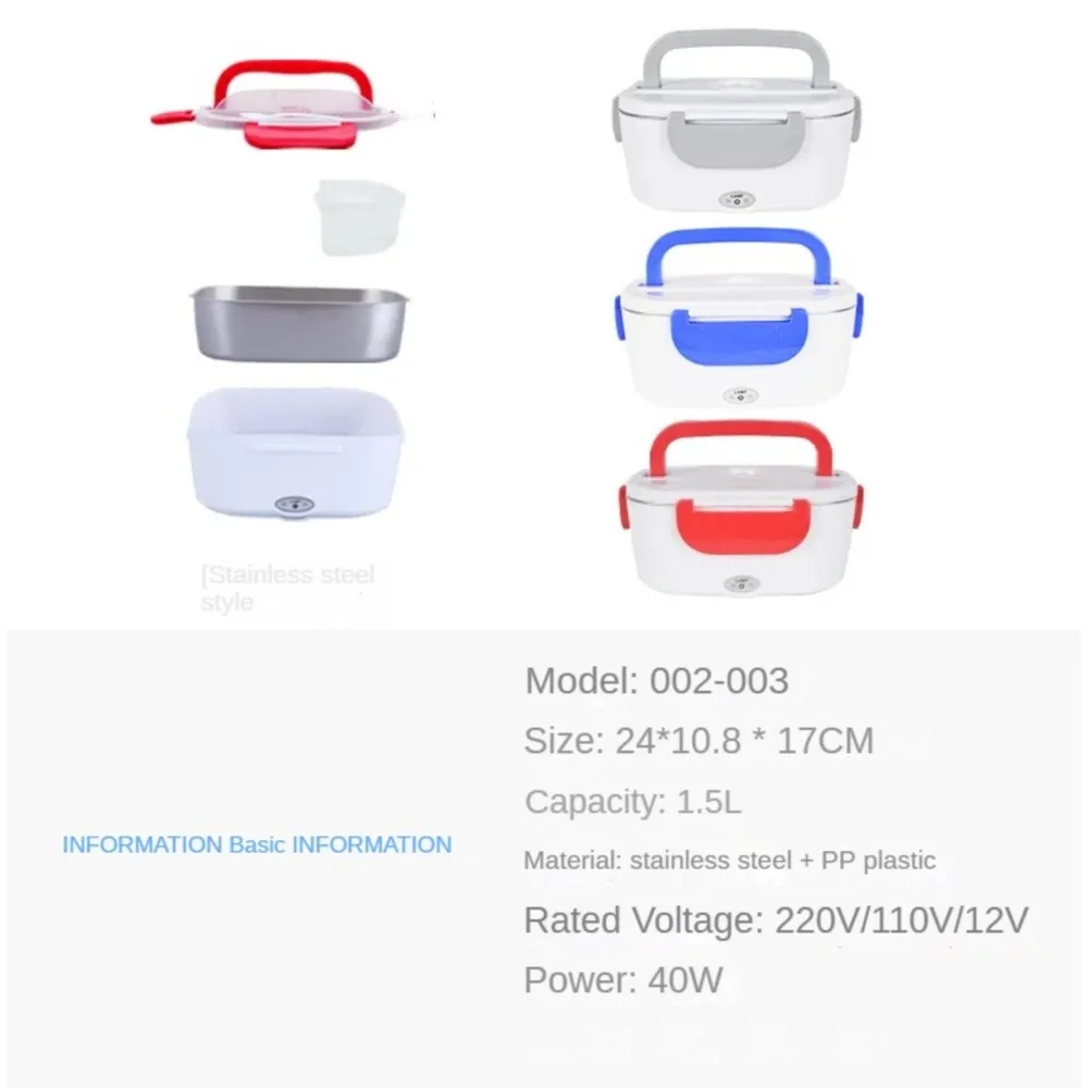 Elektryczne pudełko na lunch bez wody ze stali nierdzewnej do domu 2 w 1 12V/220/110V podgrzewany pojemnik na lunch z izolowanym elektrycznie