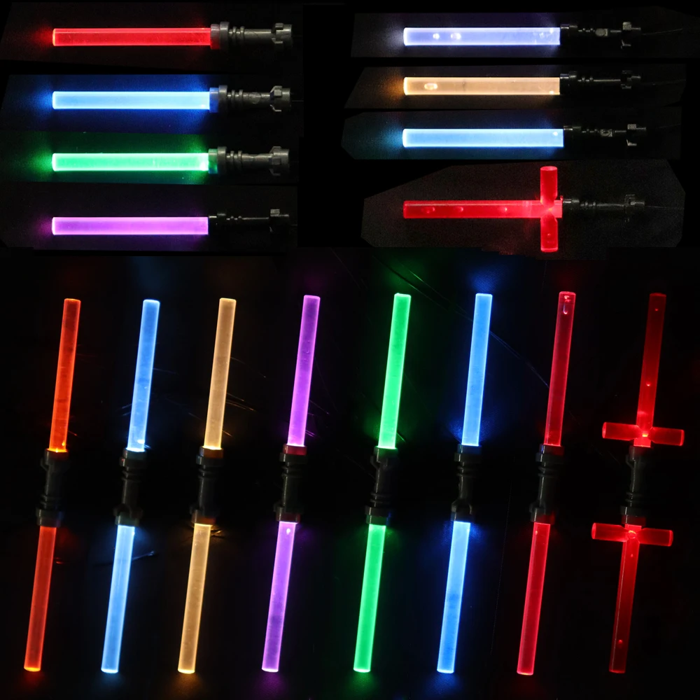 USB Planet Wars Cross LED Lightsaber Double-bladed Bricks Compatible Action Figures Parts Building Blocks Accessories  Kids Toys