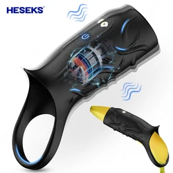 HESEKS Penis Ring Vibrator Extender for Penis Cock Delay Trainer Testicles G Spot Stimulation Adult Sex Toys for Men Women 18+