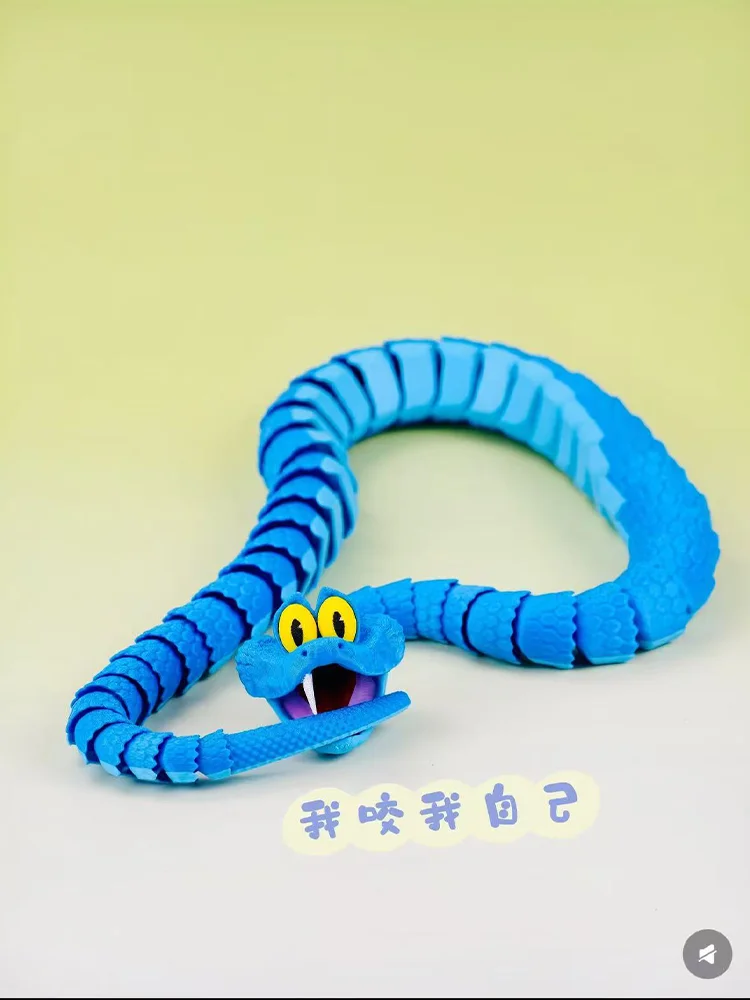 Gary Snake 3D Printed Model Toy Joint Mobile Crazy Animal City Surrounding Cartoon Handsome Small Snake Model Ornament