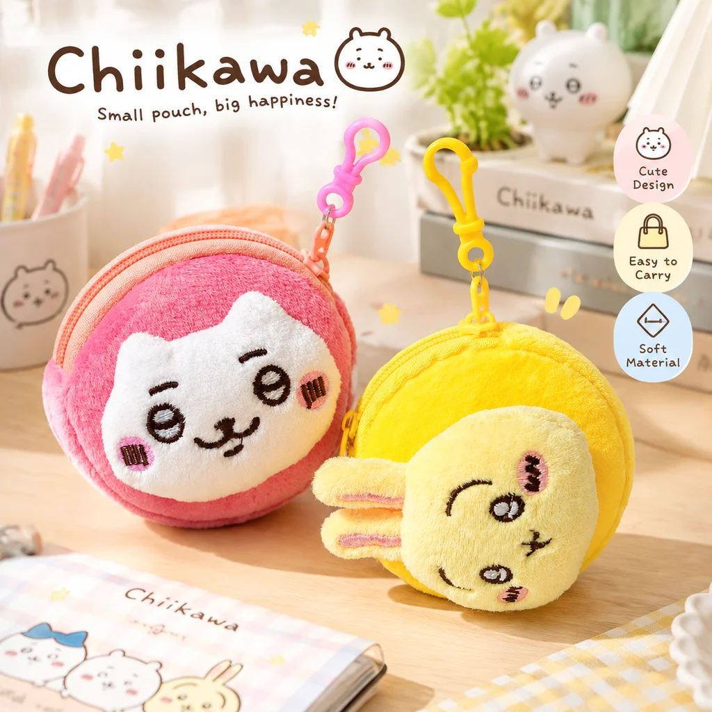 Cute Anime Cartoon Chiikawa Zero Mini Wallet Coin Purse Pouch Bag Charm Earphone Case Claw Machine Prize Gifts For Girls